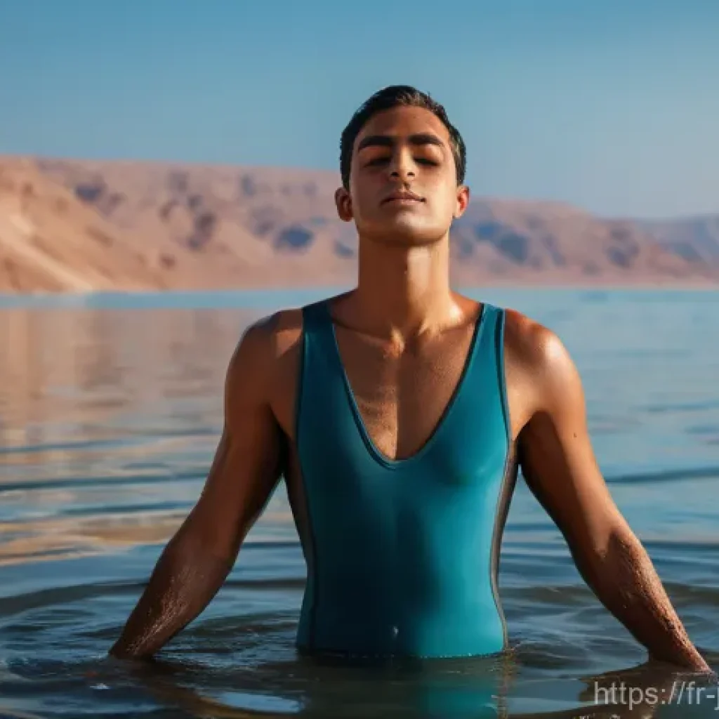 요르단의 스파와 웰니스 리조트 - **Dead Sea Serenity and Mineral Mud**
    A tranquil, cinematic shot of an adult person (gender-neut...