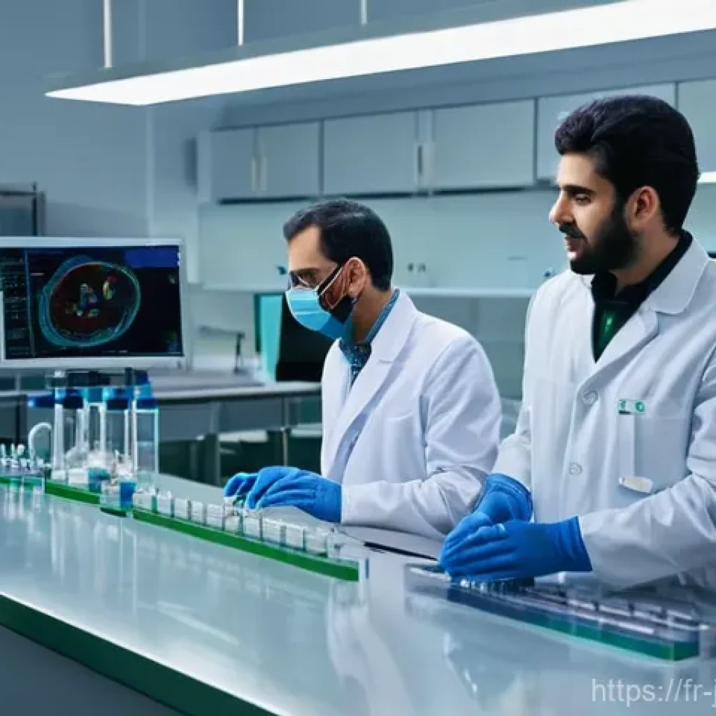 요르단의 주요 수출 품목 - Jordanian Pharmaceutical Innovation**
A bright, clean, and futuristic pharmaceutical laboratory ...