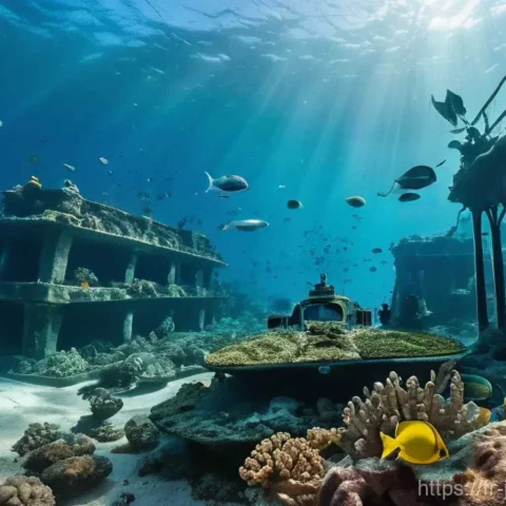 요르단의 해양 스포츠 - **Underwater Military Museum Exploration:** An immersive underwater scene in the clear, turquoise wa...